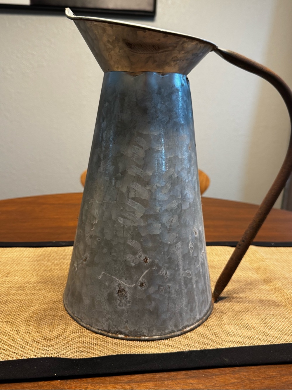 •  Rustic Galvanized Metal Jug Pitcher Primitive Country Farmhouse Vase Decor